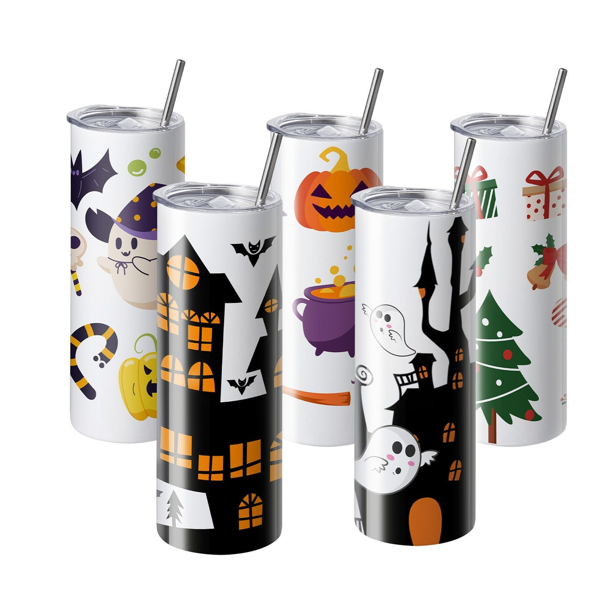16 Pack Sublimation Tumblers 20oz Skinny Straight, Stainless Steel Sublimation Tumblers Blank, Stainless Steel Double Wall Tumbler for Heat Transfer Customized Gifts with Lid and Straw, Gift Box