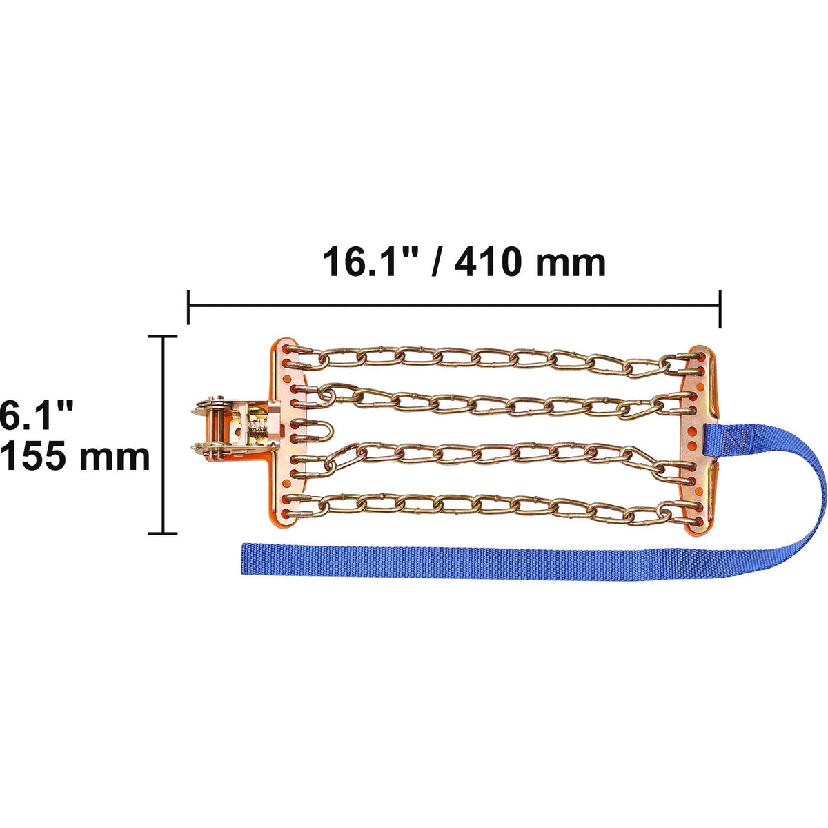 16 PCS Thickened Snow Chains, Tire Traction Wheel Chains for Tire Width 8-8.8 in /205-225 mm, Manganese Alloy Steel Emergency Tire Chains for Cars, Pickups, SUVs, and Trucks