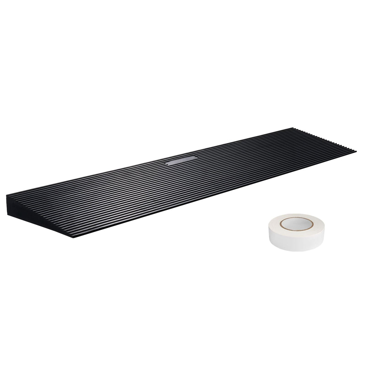 1.6" Rise Cuttable Threshold Ramp for Sweeping Robot, 35.4" Wide Natural Rubber Wheelchair Ramp, Non-Slip Solid Rubber Ramp with Double-Sided Tape for Doorways, Driveways, Bathroom, Smooth Tile
