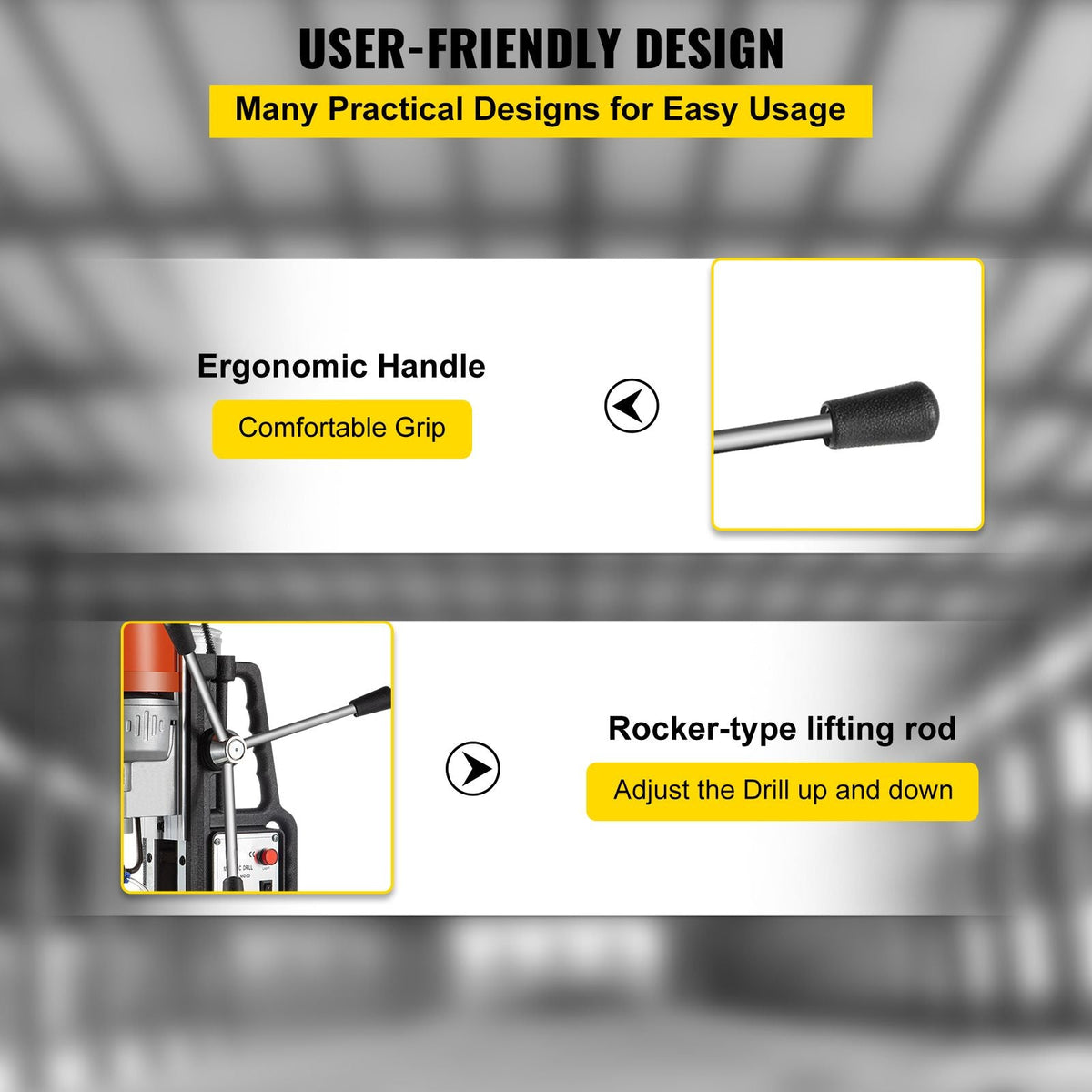 1680W MD50 Magnetic Drill 300 RPM Spindle Speed Electric Magnetic Drilling System with 2 Inch Boring Diameter and 2900 LBS Magnet Force
