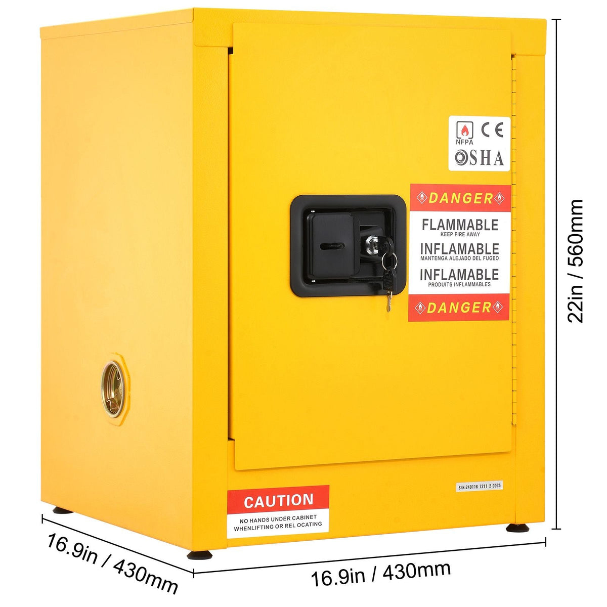 16.9" x 16.9" x 22" Flammable Cabinet Galvanized Steel, Safety Cabinet, Adjustable Shelf Flammable Storage Cabinet, for Commercial Industrial and Home Use