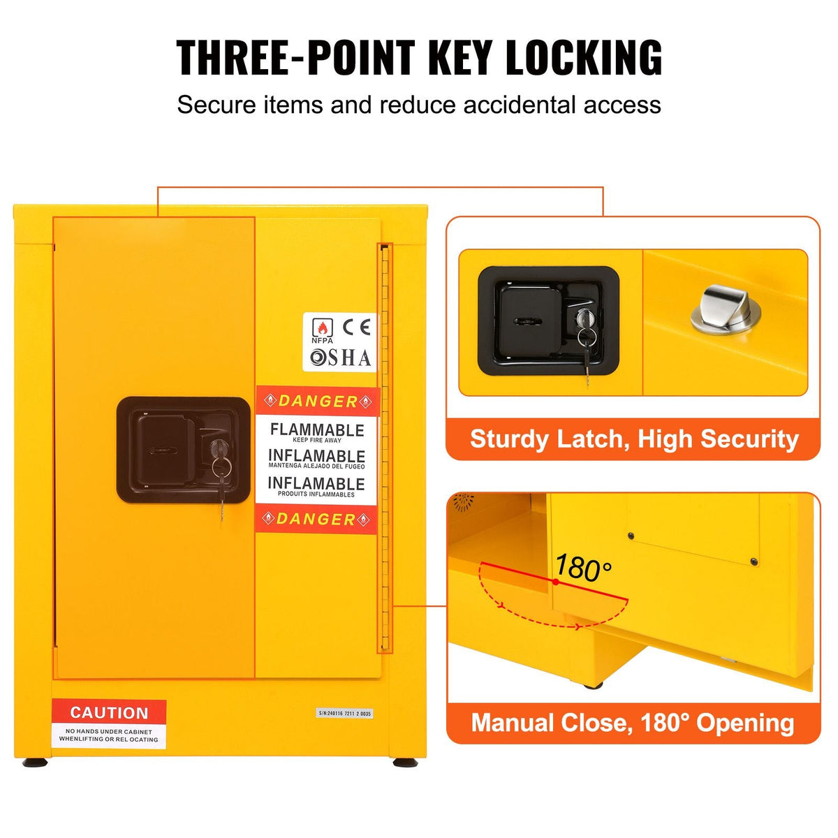 16.9" x 16.9" x 22" Flammable Cabinet Galvanized Steel, Safety Cabinet, Adjustable Shelf Flammable Storage Cabinet, for Commercial Industrial and Home Use