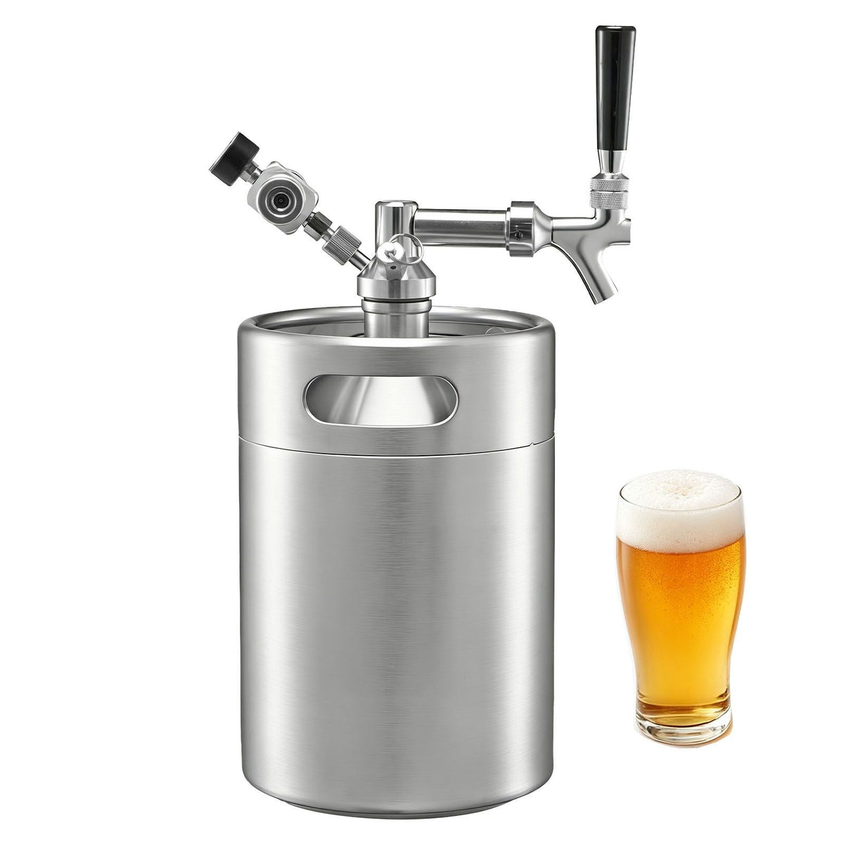 170oz Mini Keg, Pressurized Growler Tap System, 304 Stainless Steel Beer Kit, with Co2 Regulator, Self-Closing Faucet, Keeps Fresh and Carbonation for Homebrew, Craft and Draft Beer