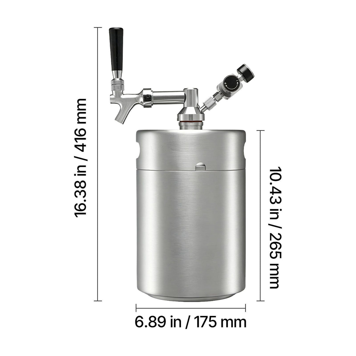 170oz Mini Keg, Pressurized Growler Tap System, 304 Stainless Steel Beer Kit, with Co2 Regulator, Self-Closing Faucet, Keeps Fresh and Carbonation for Homebrew, Craft and Draft Beer