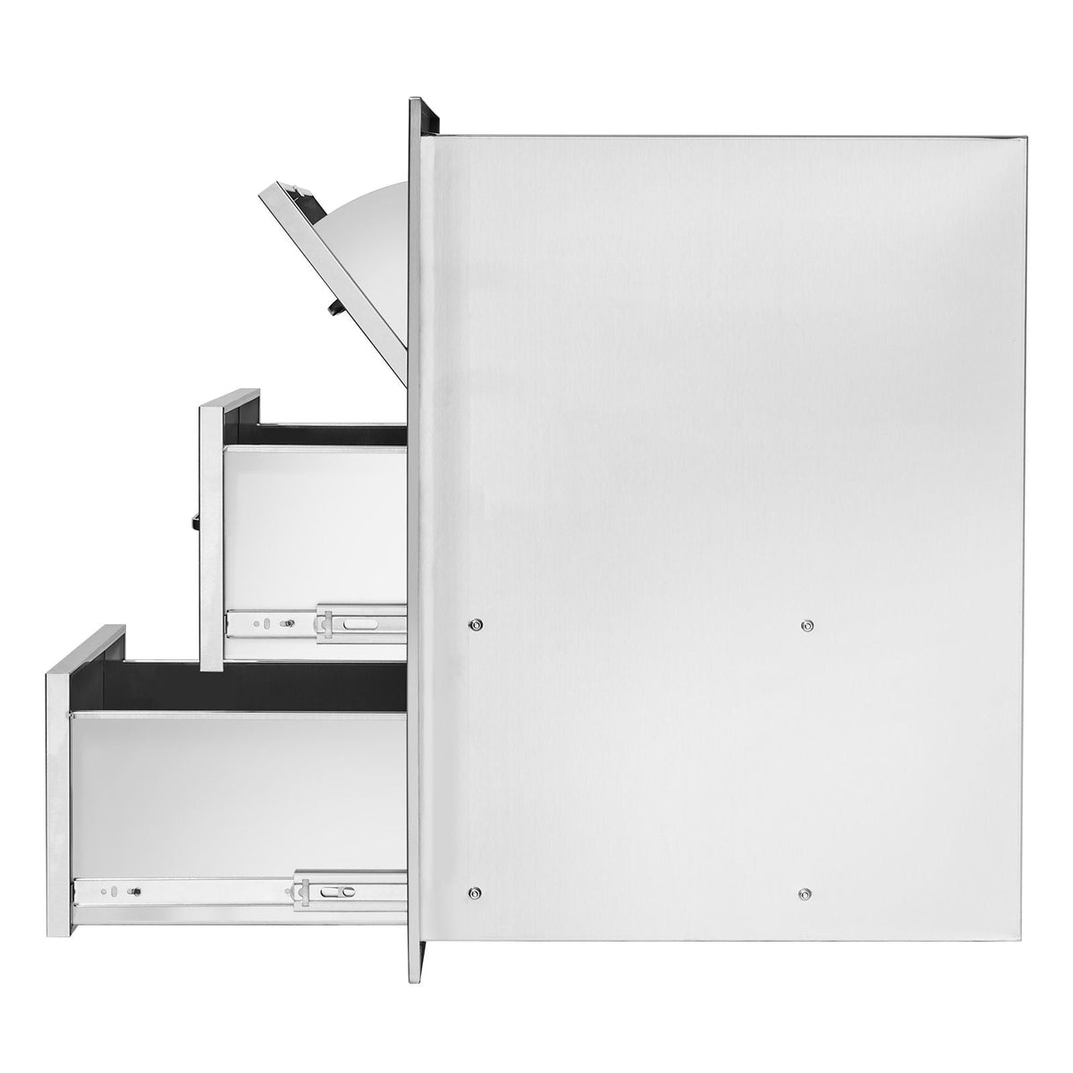 17W x 30H x 21D Inch Outdoor Kitchen Stainless Steel Double Access Drawers with Paper Towel Holder Combo for BBQ Island or Grill Station