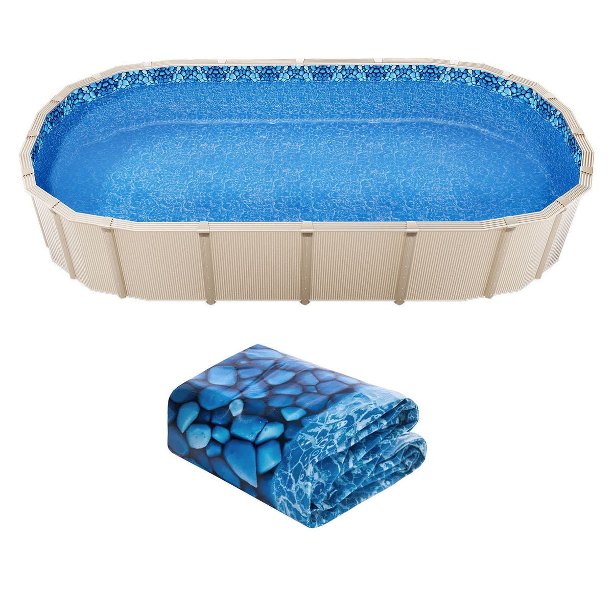 18-Foot-by-33-Foot Oval Pool Liner for Overlap Above Ground Swimming Pools, 48-to-54inch Wall Height, Durable Standard Gauge Vinyl