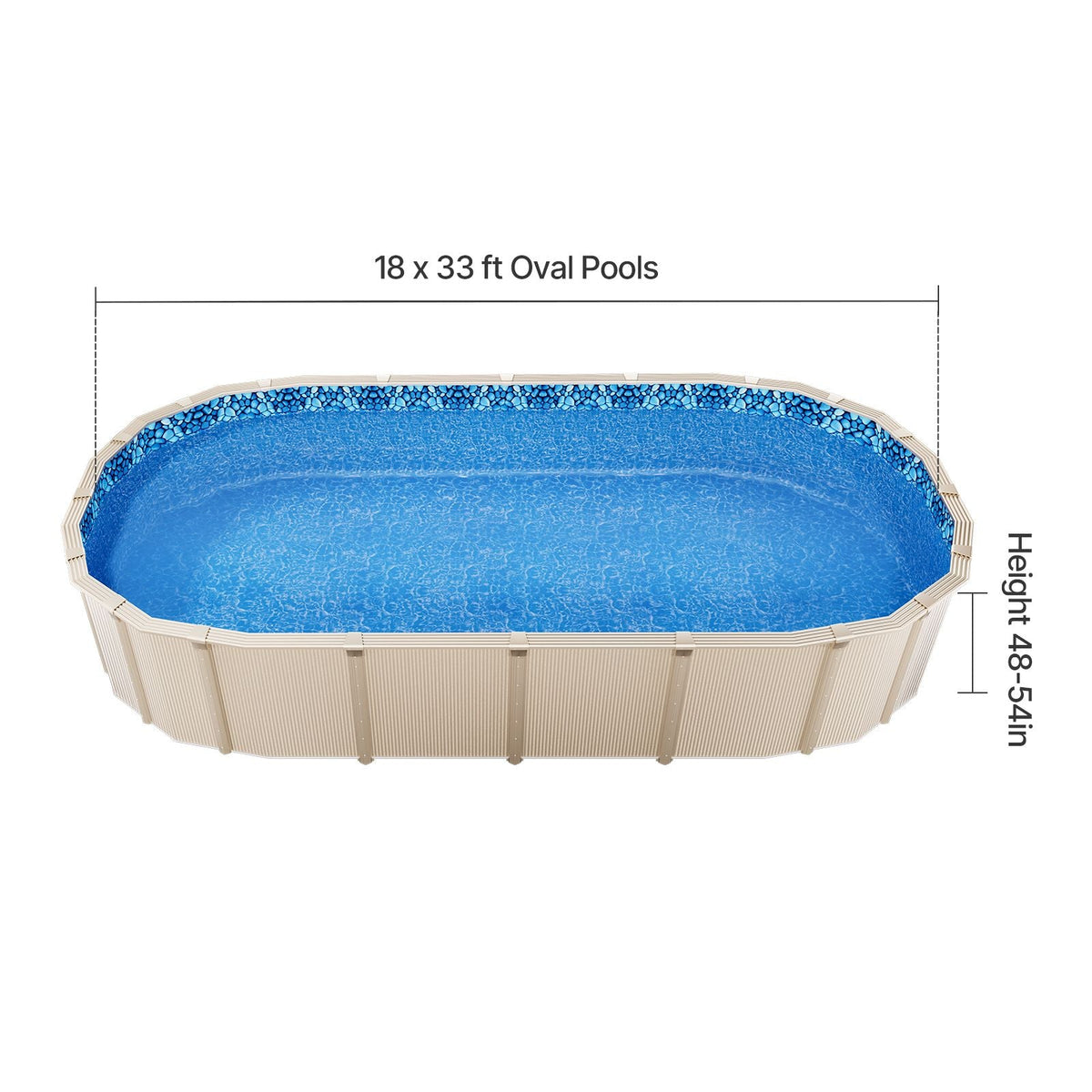 18-Foot-by-33-Foot Oval Pool Liner for Overlap Above Ground Swimming Pools, 48-to-54inch Wall Height, Durable Standard Gauge Vinyl