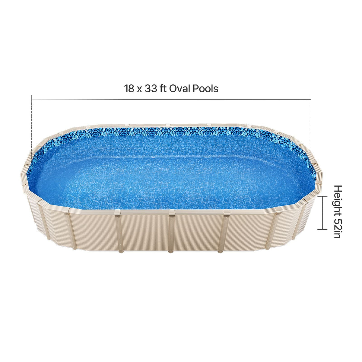 18-Foot-by-33-Foot Oval Pool Liner for Unibead Above Ground Swimming Pools, Standard Gauge, 52inch Wall Height