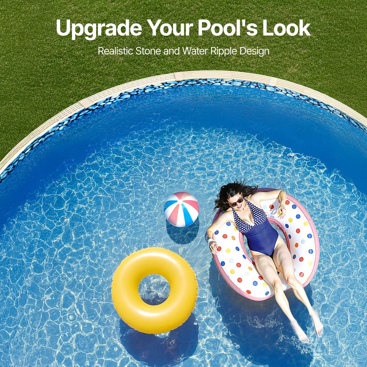 18-ft Round Above Ground Pool Liner, Unibead Pool Liners, Standard Gauge, 52inch Wall Height, Designed for Steel Sided Above-Ground Swimming Pools