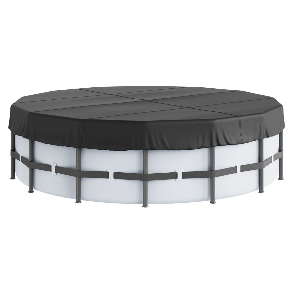 18 Ft Round Pool Cover, Solar Covers for Above Ground Pools, Safety Pool Cover with Drawstring Design, 420D Oxford Fabric Winter Pool Cover, Waterproof and Dustproof, Black