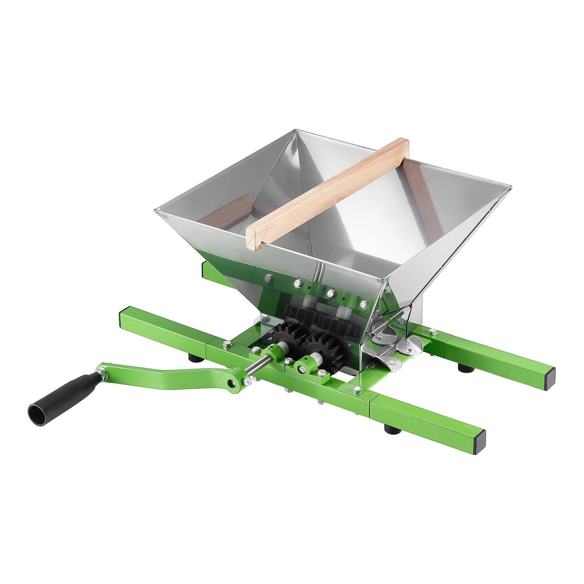 1.8 Gal/7L Fruit and Apple Crusher, Large Manual Grinder, Stainless Steel Fruit Scratter Pulper for Wine Cider Apple Grape Pressing, with Roller Handle for Kitchen Home, Green