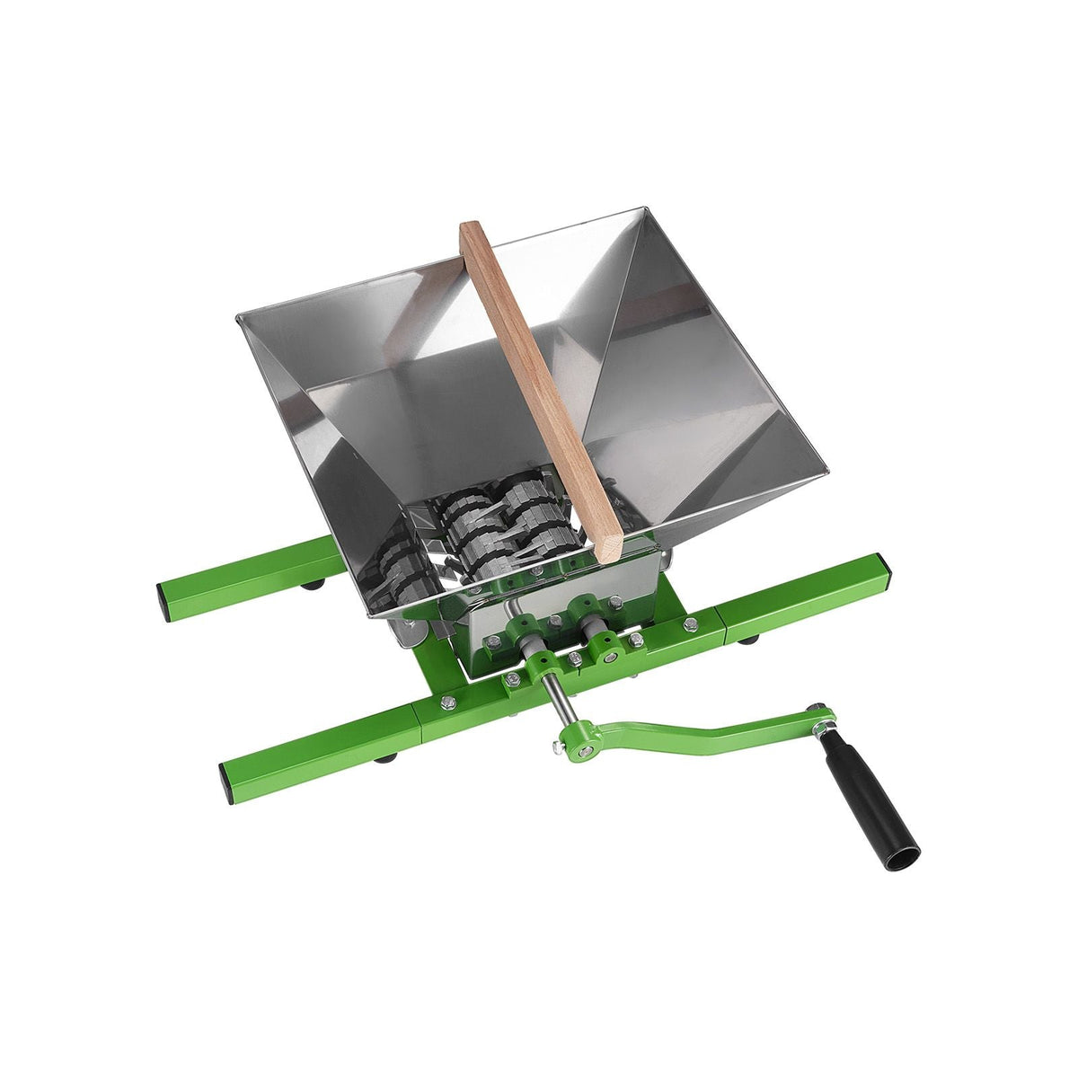 1.8 Gal/7L Fruit and Apple Crusher, Large Manual Grinder, Stainless Steel Fruit Scratter Pulper for Wine Cider Apple Grape Pressing, with Roller Handle for Kitchen Home, Green