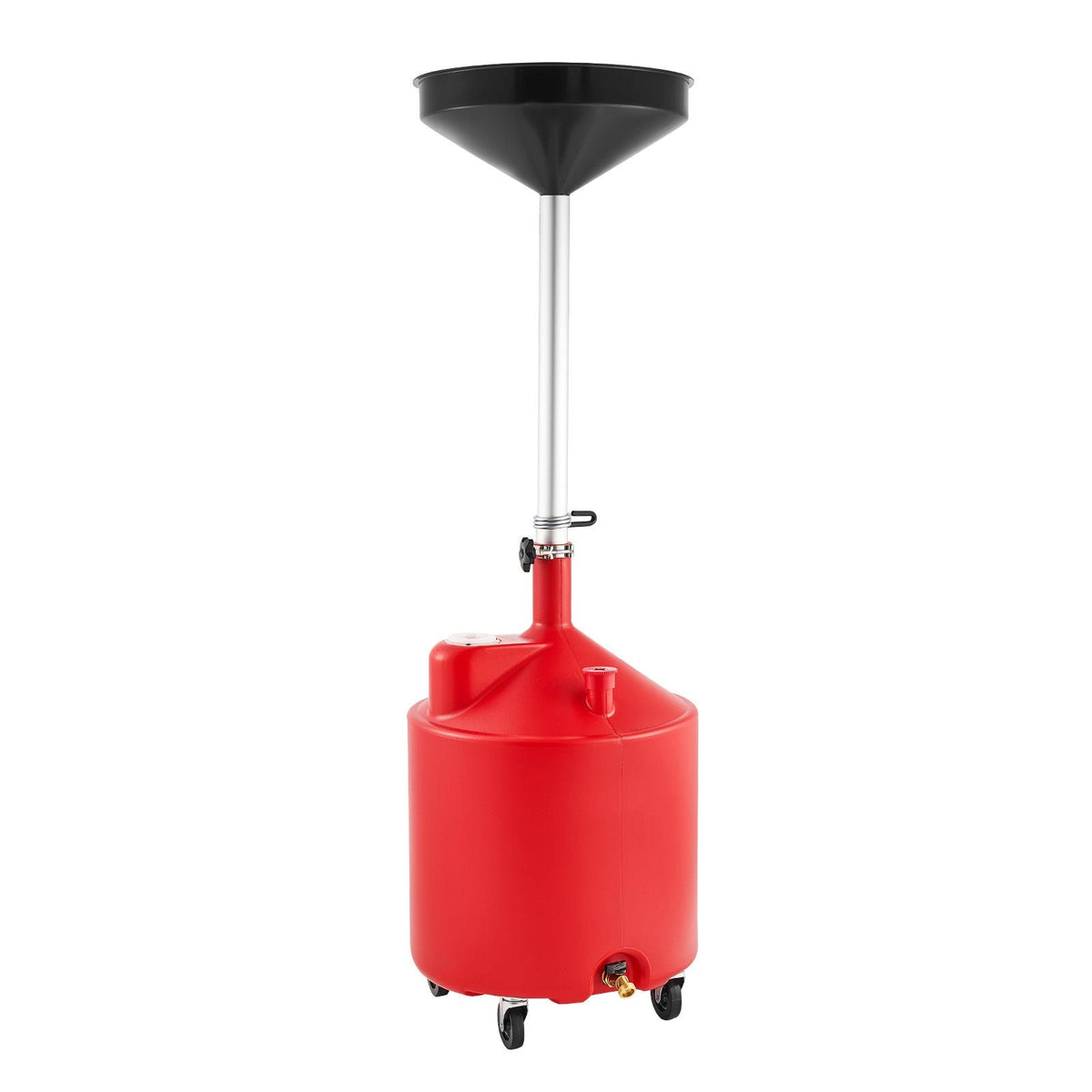 18 Gallon Waste Oil Drain Tank, Industrial Fluid Drain Tank with Adjustable Funnel Height, Portable Oil Drainer with Wheels, Fluid Fuel Transfer Drainage for Auto Repair Shops, Garages, Red