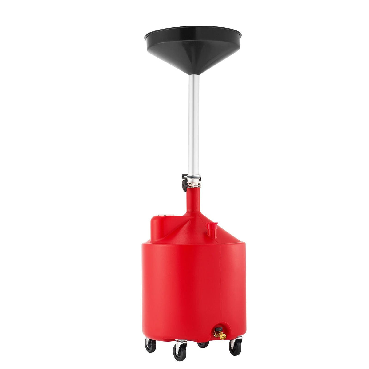 18 Gallon Waste Oil Drain Tank, Industrial Fluid Drain Tank with Adjustable Funnel Height, Portable Oil Drainer with Wheels, Fluid Fuel Transfer Drainage for Auto Repair Shops, Garages, Red