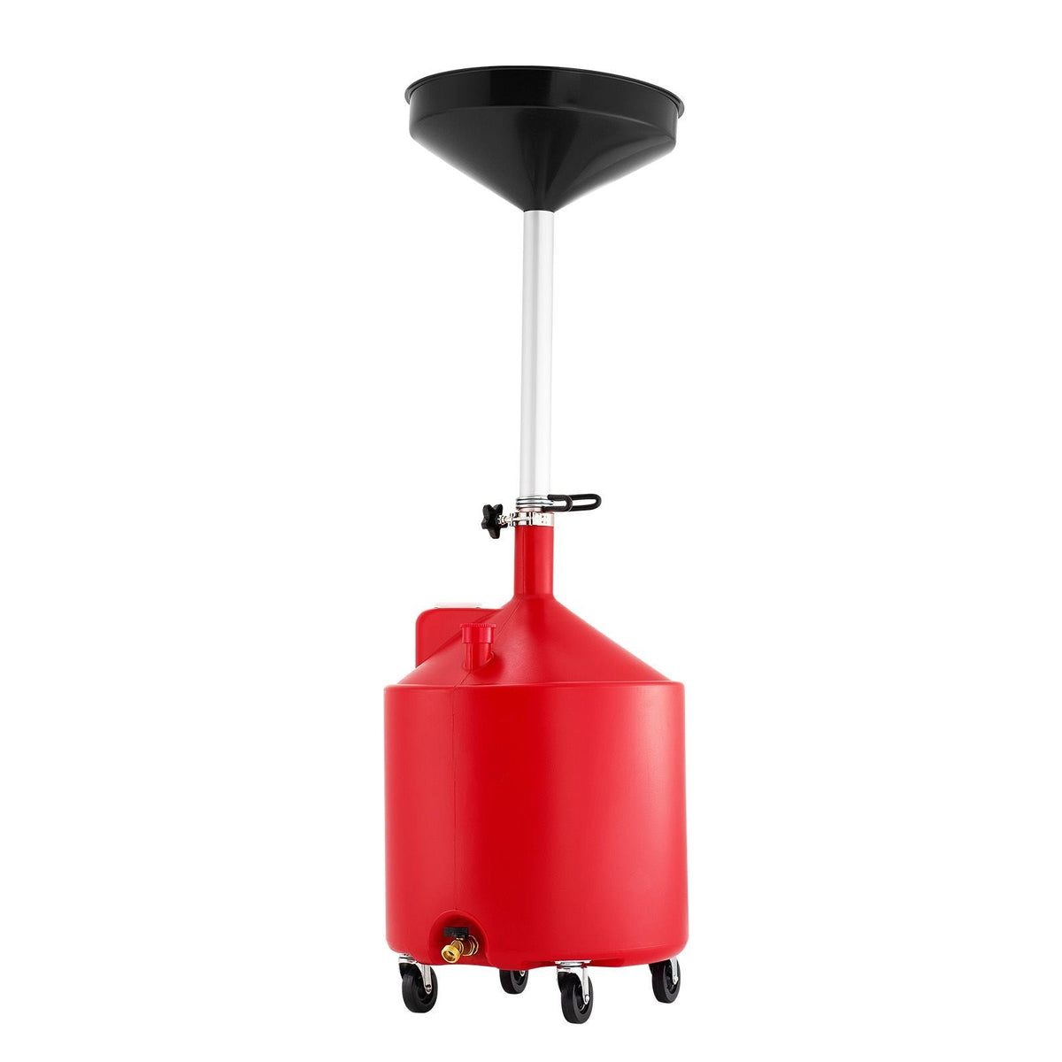 18 Gallon Waste Oil Drain Tank, Industrial Fluid Drain Tank with Adjustable Funnel Height, Portable Oil Drainer with Wheels, Fluid Fuel Transfer Drainage for Auto Repair Shops, Garages, Red
