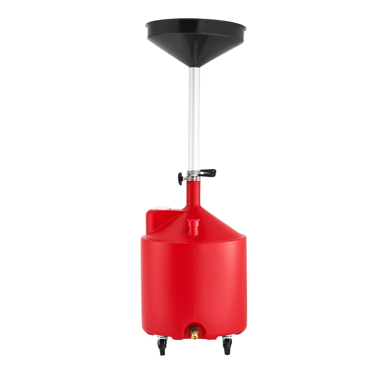 18 Gallon Waste Oil Drain Tank, Industrial Fluid Drain Tank with Adjustable Funnel Height, Portable Oil Drainer with Wheels, Fluid Fuel Transfer Drainage for Auto Repair Shops, Garages, Red