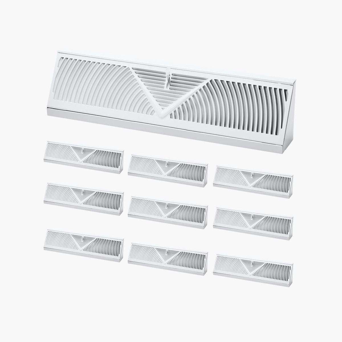 18-Inch Floor Registers, 10-Pack Baseboard Registers, HVAC Heavy-Duty Walkable Iron Floor Vents, Rustproof Anti-Peeling Air Vents Deflector Adjustable with Metal Damper for Home & Office, White