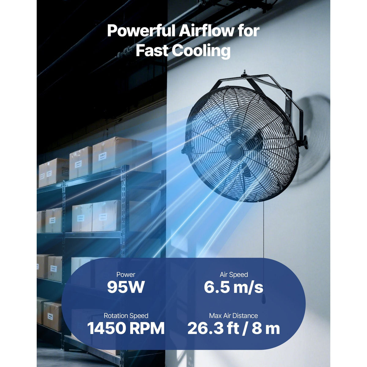 18 Inch Industrial Wall Mount Fan, High Velocity 4000 CFM Indoor Fan with 3 Speeds, Powerful Motor Garage Wall Fan with Aluminum Blades for Workshop, Warehouse, Greenhouse, Commercial