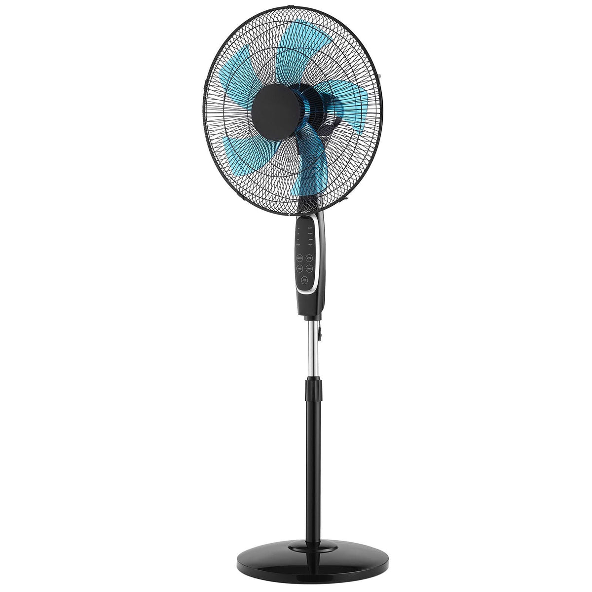 18-Inch Pedestal Fan, 2700 CFM Standing Floor Fan with Remote Control, 9 Speeds & 3 Modes, Oscillating Adjustable Height, Quiet DC Motor 5-Blade for Home, Bedroom, Garage, Workshop, Black