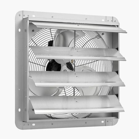 18 inch Shutter Exhaust Fan, Wall Mounted Attic Vent Fan with 2200 CFM Airflow, AC Motor, Heavy-duty Steel Construction, Low Noise for Shed, Garage, Greenhouse Ventilation Cooling, Silver