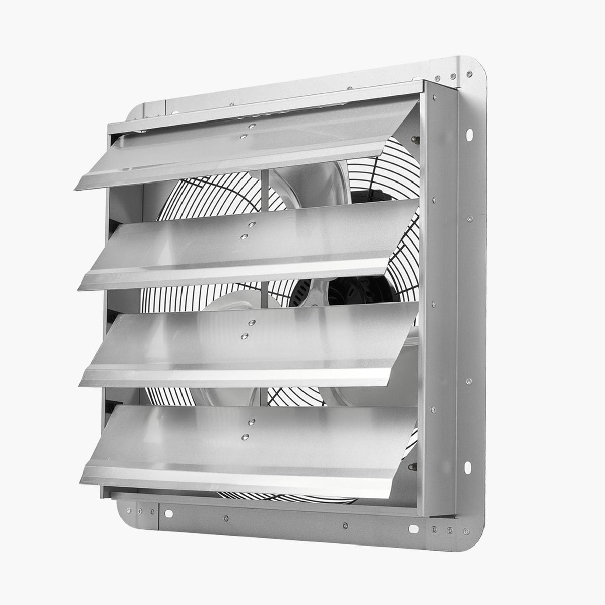 18 inch Shutter Exhaust Fan, Wall Mounted Attic Vent Fan with 2200 CFM Airflow, AC Motor, Heavy-duty Steel Construction, Low Noise for Shed, Garage, Greenhouse Ventilation Cooling, Silver