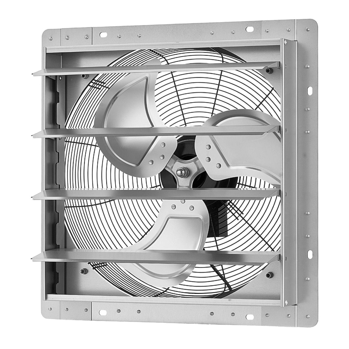 18 Inch Shutter Exhaust Fan Wall Mounted Automatic Louvers Silver, Sturdy Steel Housing, 3051 CFM Low Noise, AC Motor, Ventilation and Cooling for Attic, Garage, Barn, Greenhouse, Workshop