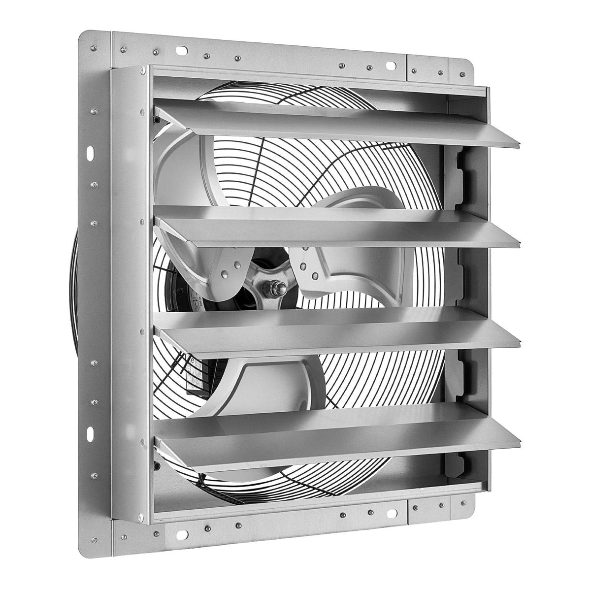 18 Inch Shutter Exhaust Fan Wall Mounted Automatic Louvers Silver, Sturdy Steel Housing, 3051 CFM Low Noise, AC Motor, Ventilation and Cooling for Attic, Garage, Barn, Greenhouse, Workshop