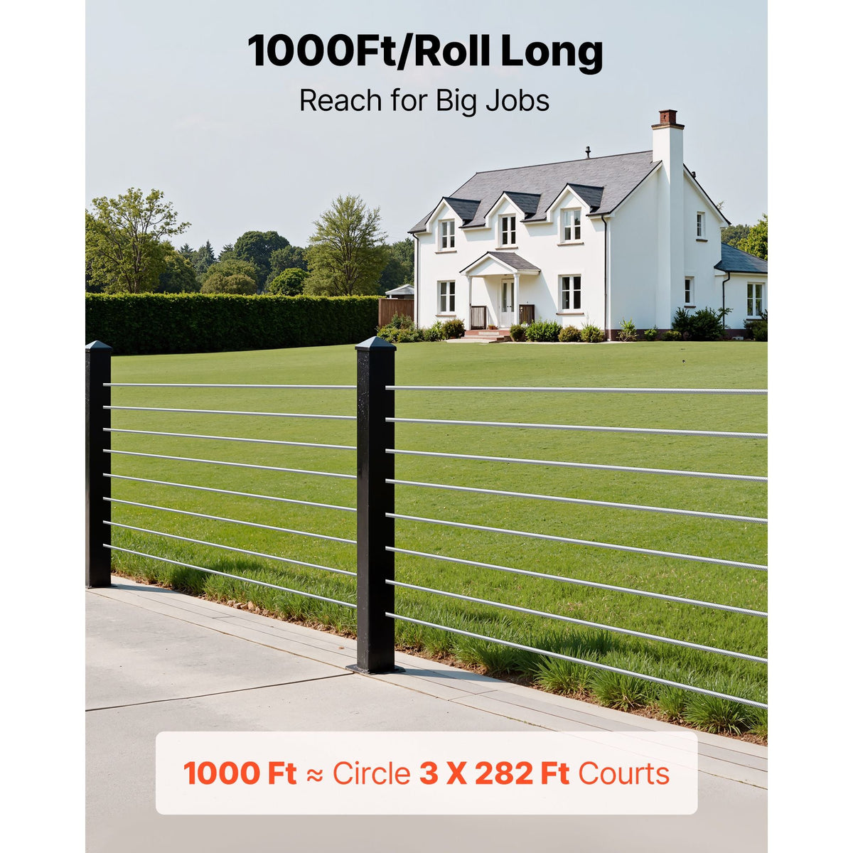 1/8 Inch Wire Rope, 1000 ft Length, 316 Stainless Steel Wire Cable with Cutter, 1760 lbs Breaking Strength, 1 x 19 Strands Construction, Steel Cable for Deck Railing System, Garden Trellis