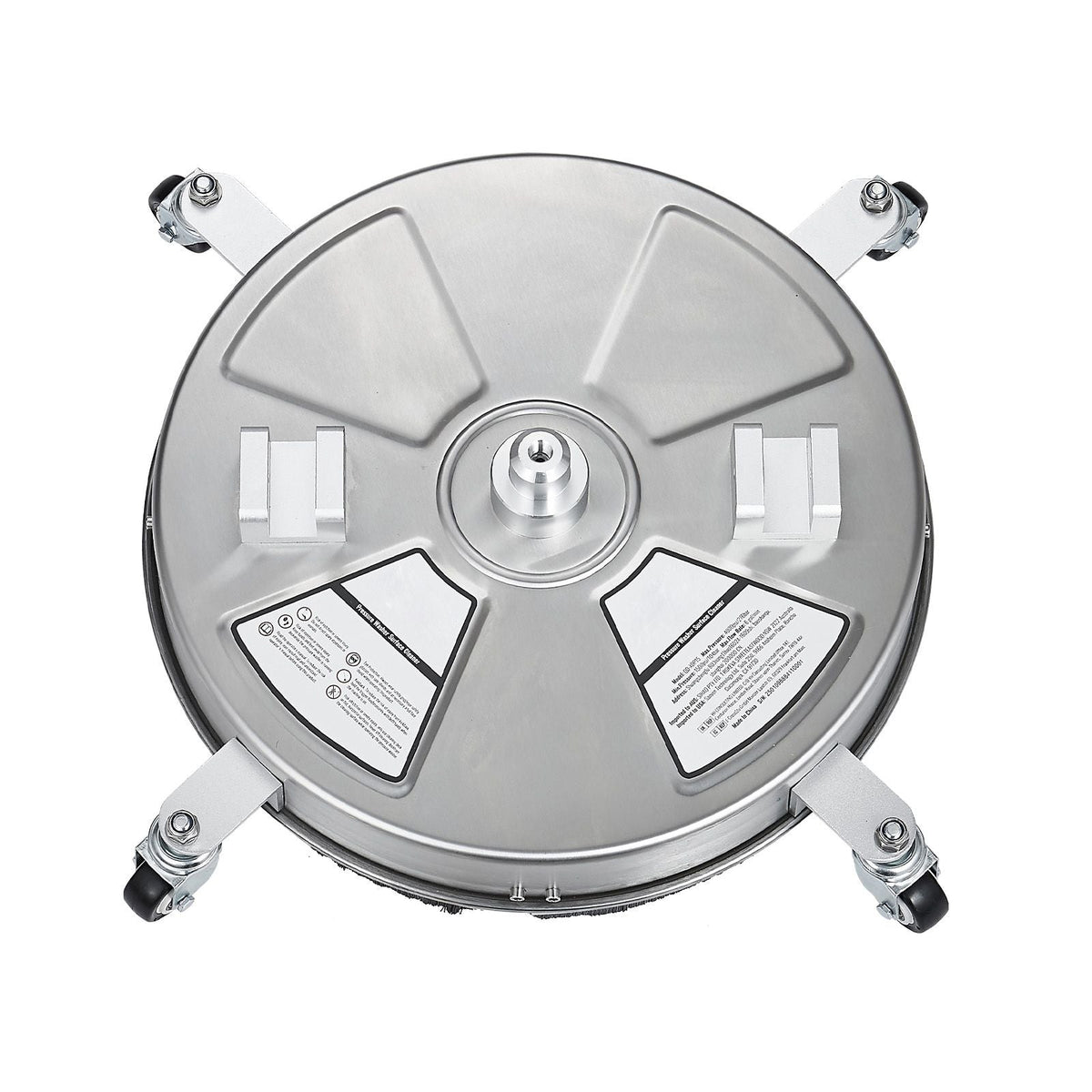 18" Pressure Washer Surface Cleaner, Stainless Steel Pressure Washer Attachments with 4 Wheels, 4000 Max PSI, 3/8 Quick Connector, 2 Spray Nozzles, Dual Handle, for Concrete, Patio, Sidewalk