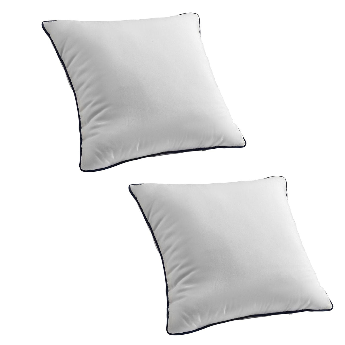 18 x 18 in Throw Pillow Inserts, Set of 2, Firm and Fluffy Decorative Down Alternative Pillows with Polyester Fiber, Square White Cushion with Zipper, for Indoor Bed Couch Sofa and Living Room