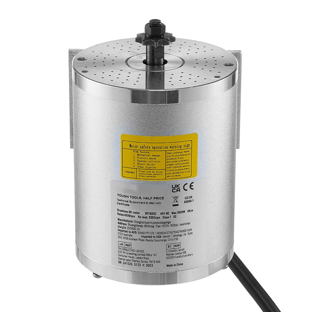 1800W Electric Brushless DC Motor, 48V 4500rpm Go Kart Electric Motor, Electric Dirt Bike Motor Engine for E-Bike Motorcycle Scooter DIY