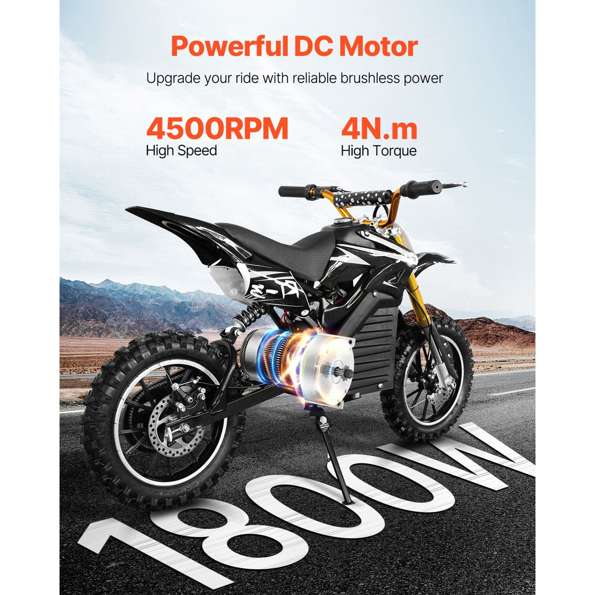 1800W Electric Brushless DC Motor, 48V 4500rpm Go Kart Electric Motor, Electric Dirt Bike Motor Engine for E-Bike Motorcycle Scooter DIY