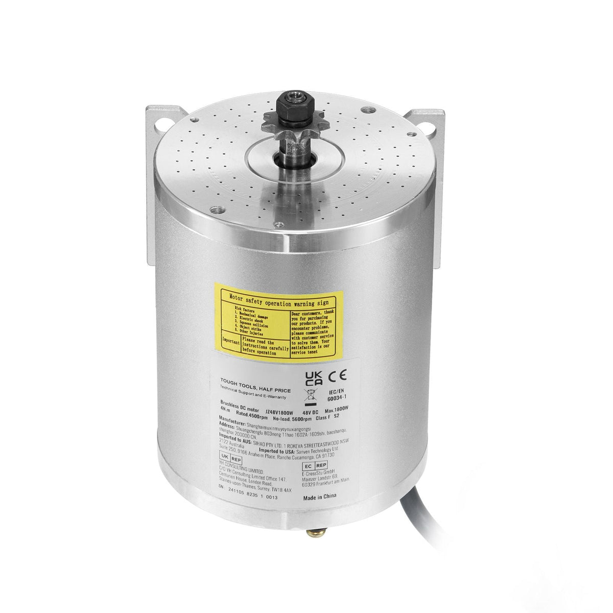 1800W Electric Brushless DC Motor Kit - 48V 4500rpm Motor with Upgraded Speed Controller and Foot Pedal Throttle Kit for Go Karts E-Bike Motorcycle Scooter DIY