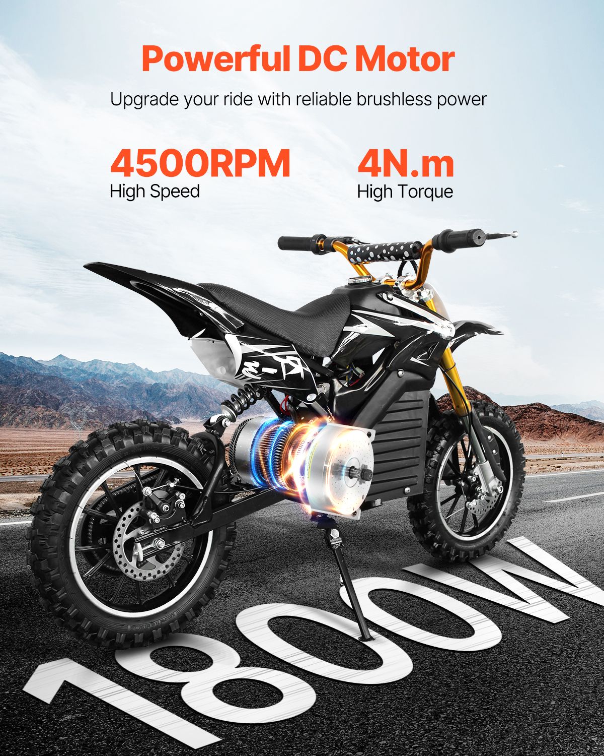 1800W Electric Brushless DC Motor Kit - 48V 4500rpm Motor with Upgraded Speed Controller and Foot Pedal Throttle Kit for Go Karts E-Bike Motorcycle Scooter DIY