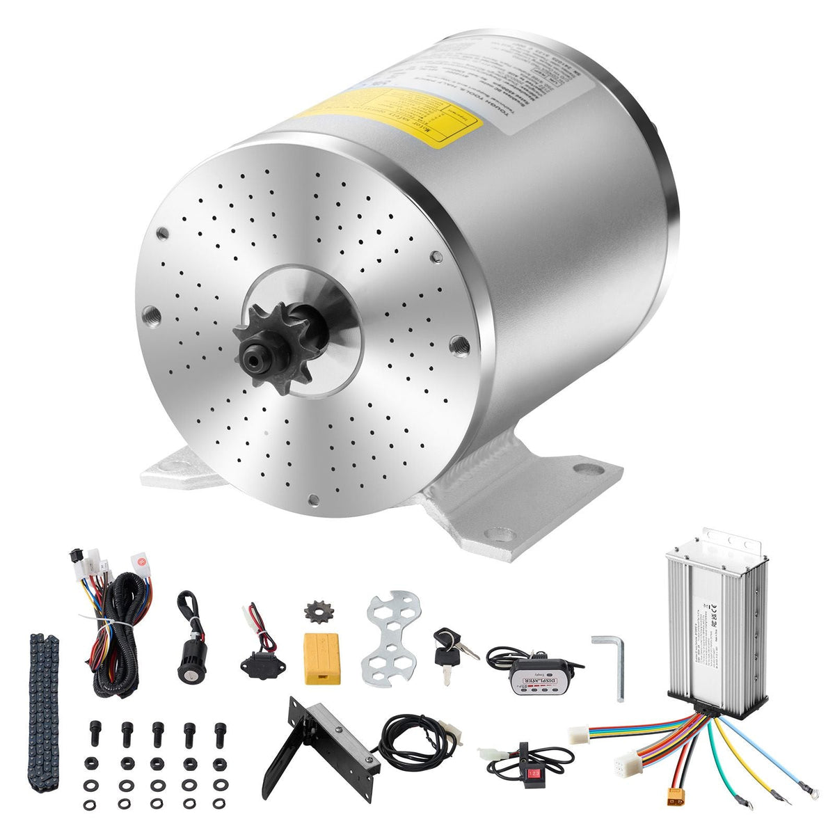 1800W Electric Brushless DC Motor Kit - 48V 4500rpm Motor with Upgraded Speed Controller, Foot Pedal and Throttle Grip Kit for Go Karts E-Bike Motorcycle Scooter