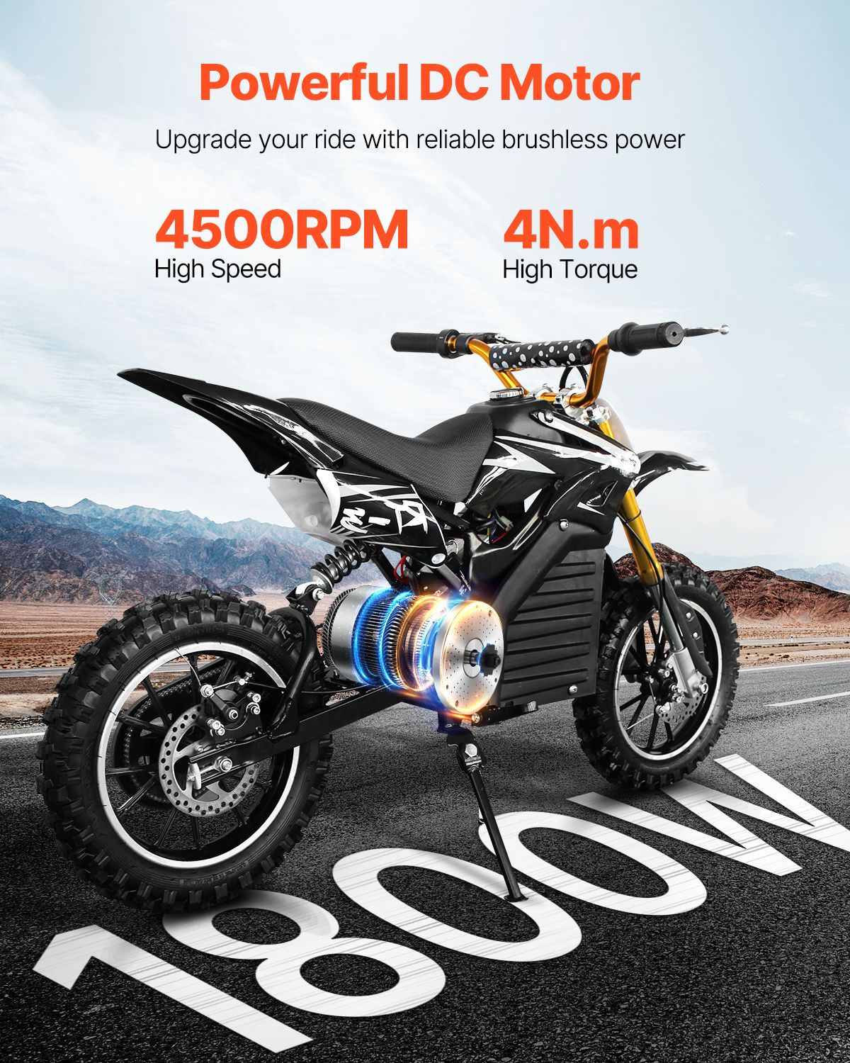 1800W Electric Brushless DC Motor Kit - 48V 4500rpm Motor with Upgraded Speed Controller, Throttle Grip Kit for Go Karts E-Bike Motorcycle Scooter