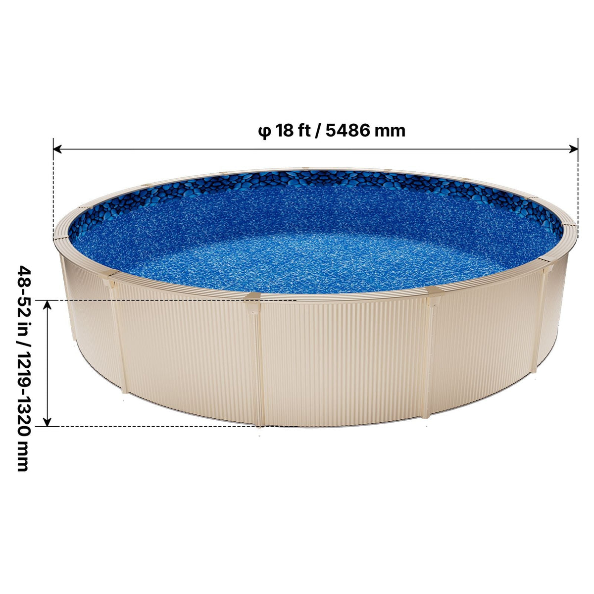 18ft Pool Liner, Round Overlap Swimming Pool Liner for 52 in Wall Height, Premium Vinyl, Easy Install with Leak-Proof Patches, Designed for Steel Sided Above-Ground,Outdoor, Boulder Swirl