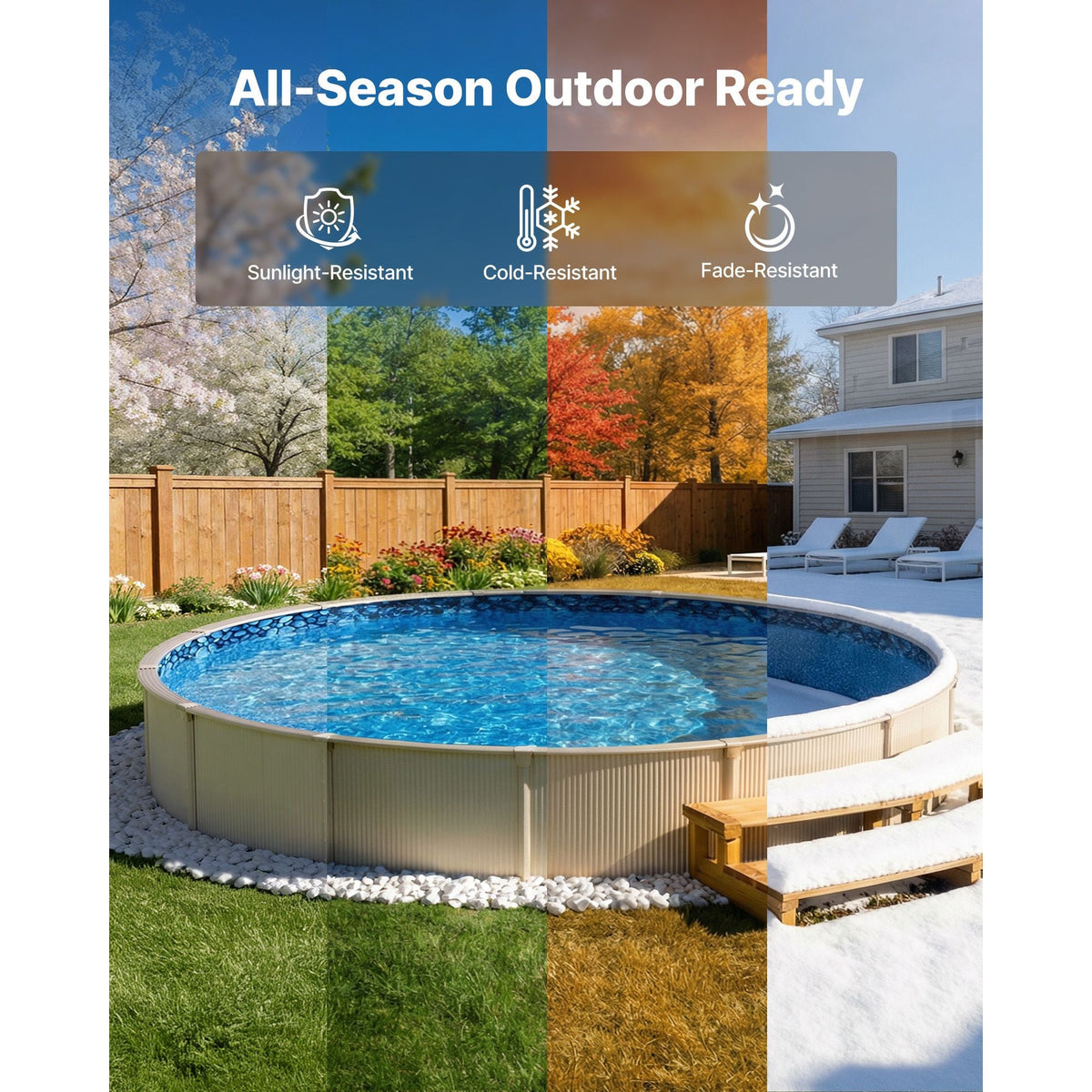 18ft Pool Liner, Round Overlap Swimming Pool Liner for 52 in Wall Height, Premium Vinyl, Easy Install with Leak-Proof Patches, Designed for Steel Sided Above-Ground,Outdoor, Boulder Swirl
