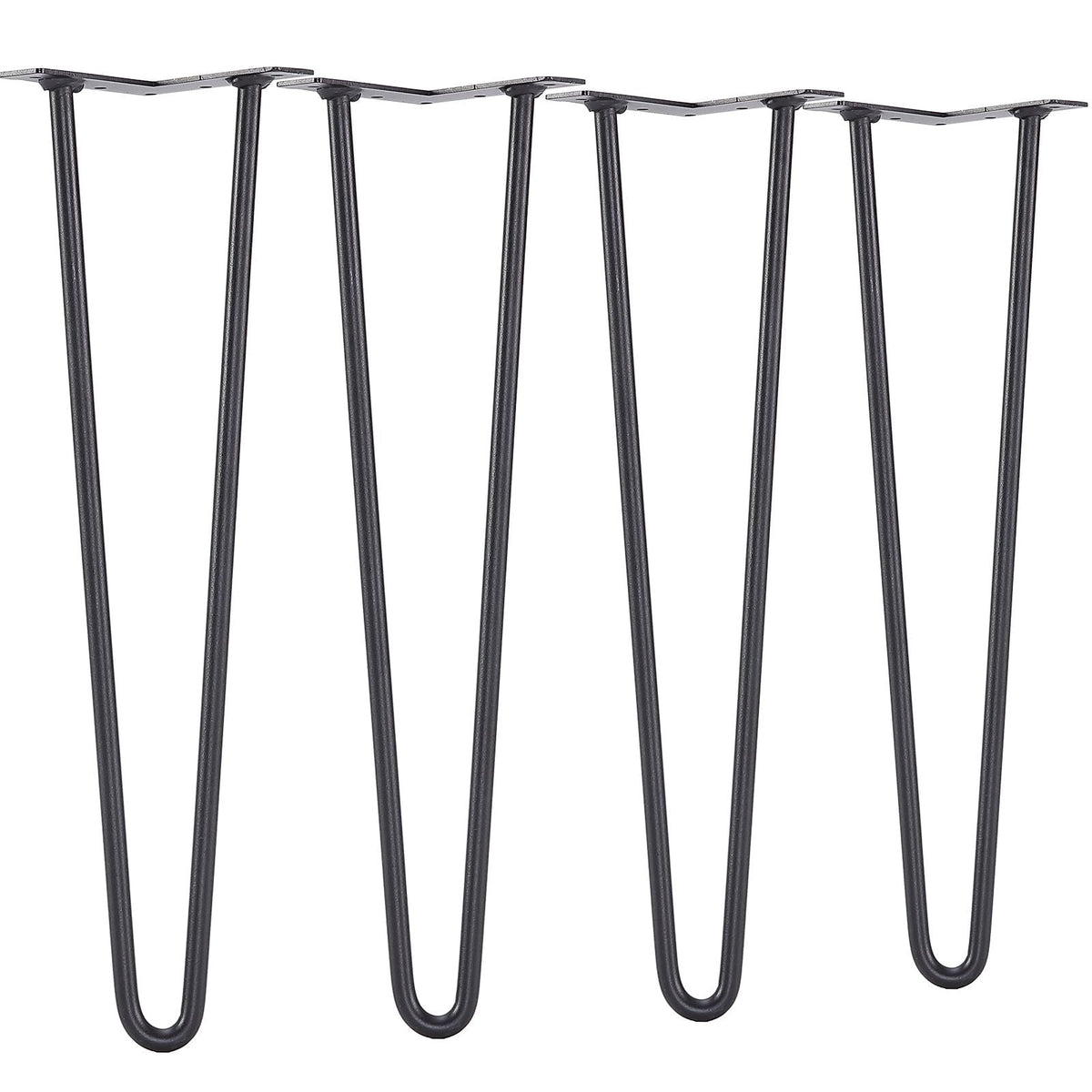 19" Hairpin Furniture Legs, Metal Home DIY Projects for Nightstand, Coffee Table, Desk, 500lbs Load Capacity with Rubber Floor Protectors, Metal Heavy Duty Sturdy Modern Table Legs, 4PCS Black