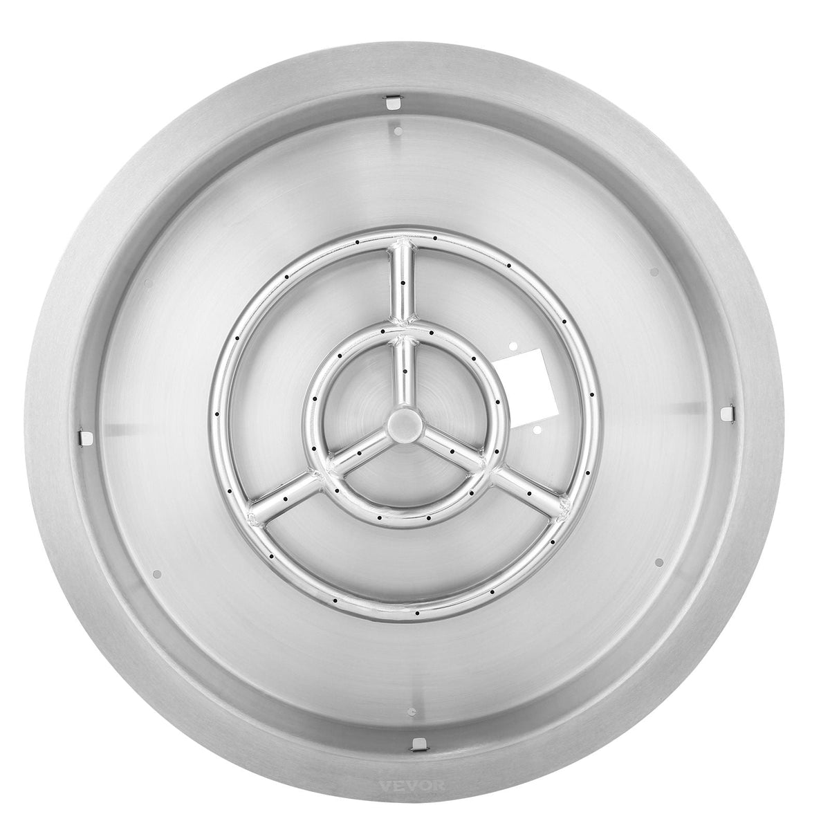 19 inch Round Drop-in Fire Pit Pan, Stainless Steel Fire Pit Burner, Natural & Propane Gas Fire Pan 92,000 BTU with Lid, for Indoor or Outdoor Use
