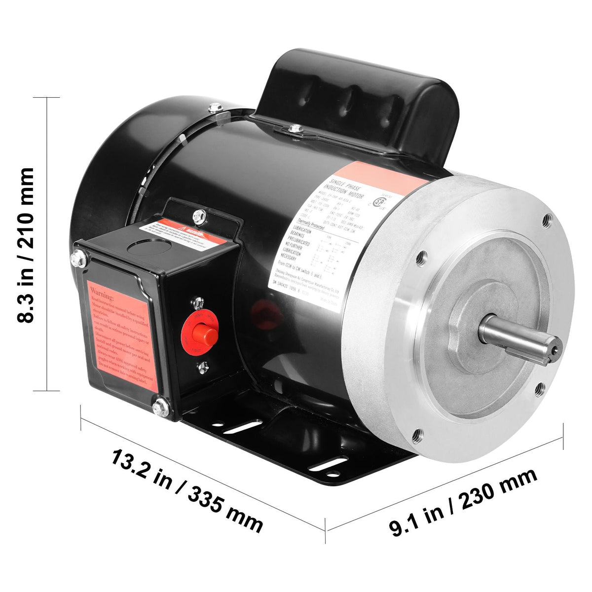 1HP Electric Motor 1725 rpm, AC 115V/230V, 56C Frame, Air Compressor Motor Single Phase, 5/8" Keyed Shaft, CW/CCW Rotation for Agricultural Machinery and General Equipment