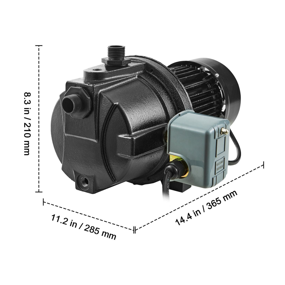1HP Premium Cast Iron Shallow Well Jet Water Pump, 115 Volt, 17.6 GPM 164 FT Maximum Head Irrigation Water Pump, for Agricultural Garden Irrigation System High-Rise Water Supply Shower Booster
