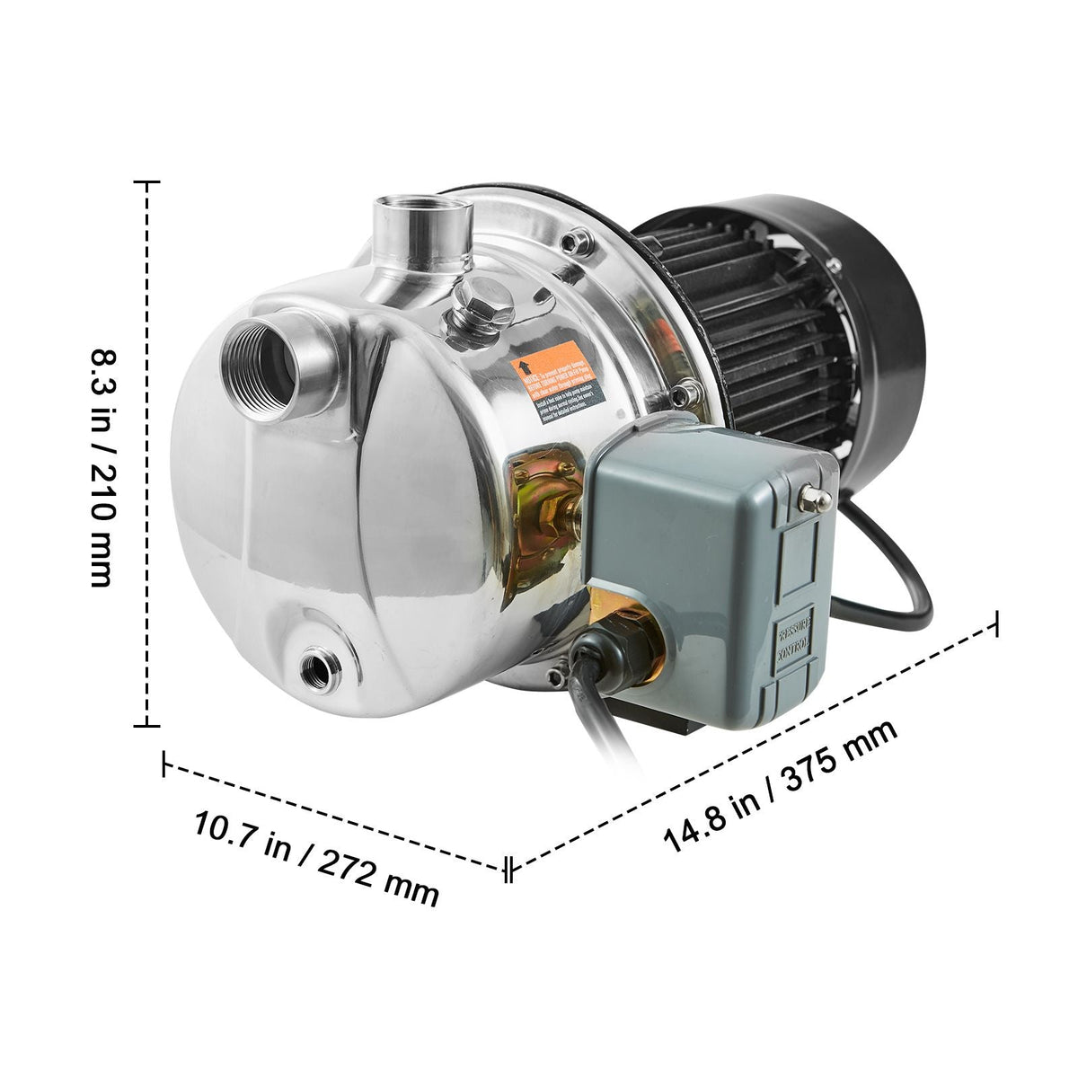 1HP SUS304 Stainless Steel Shallow Well Jet Pump, 115 Volt, 18.5 GPM 147.6 FT Maximum Head Irrigation Water Pump, for Agricultural Garden Irrigation System High-Rise Water Supply Shower Booster