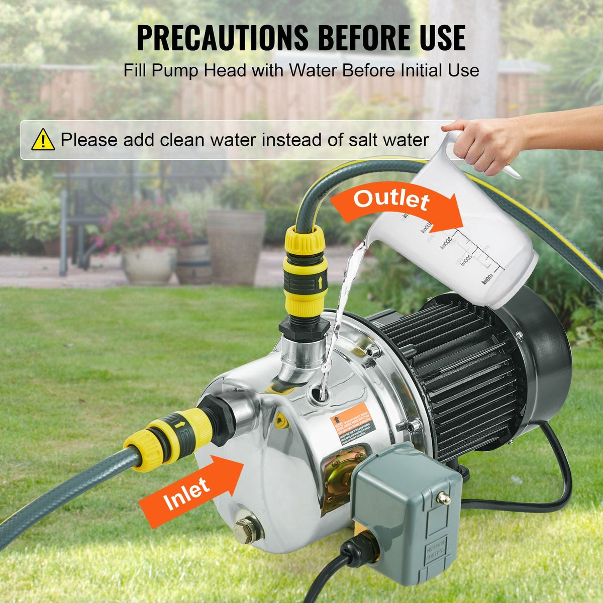 1HP SUS304 Stainless Steel Shallow Well Jet Pump, 115 Volt, 18.5 GPM 147.6 FT Maximum Head Irrigation Water Pump, for Agricultural Garden Irrigation System High-Rise Water Supply Shower Booster