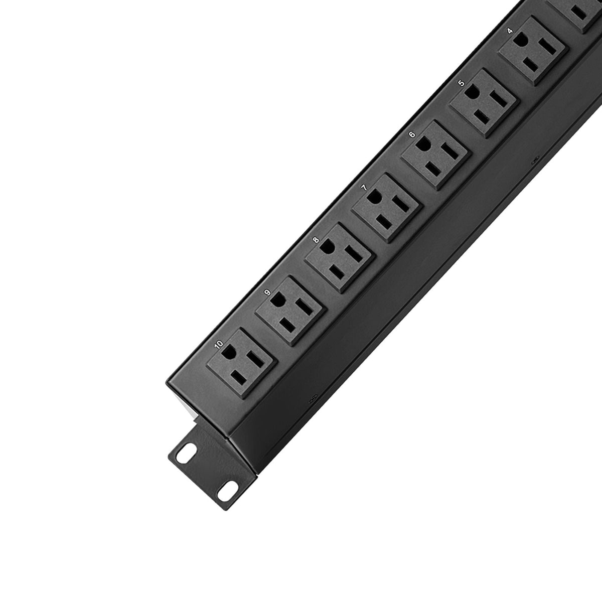 1U PDU, 10 Outlets, Rack Mount Power Strip Fits Standard 19" Server Racks, with Independent Switch Surge Protection & Overload Protection, 110-125V/15A, Ideal for Home and Office