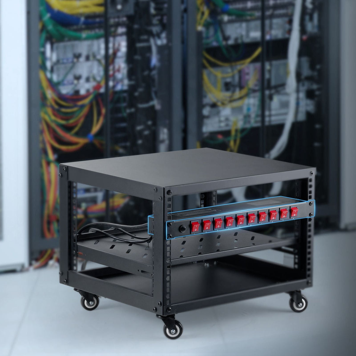 1U PDU, 10 Outlets, Rack Mount Power Strip Fits Standard 19" Server Racks, with Independent Switch Surge Protection & Overload Protection, 110-125V/15A, Ideal for Home and Office
