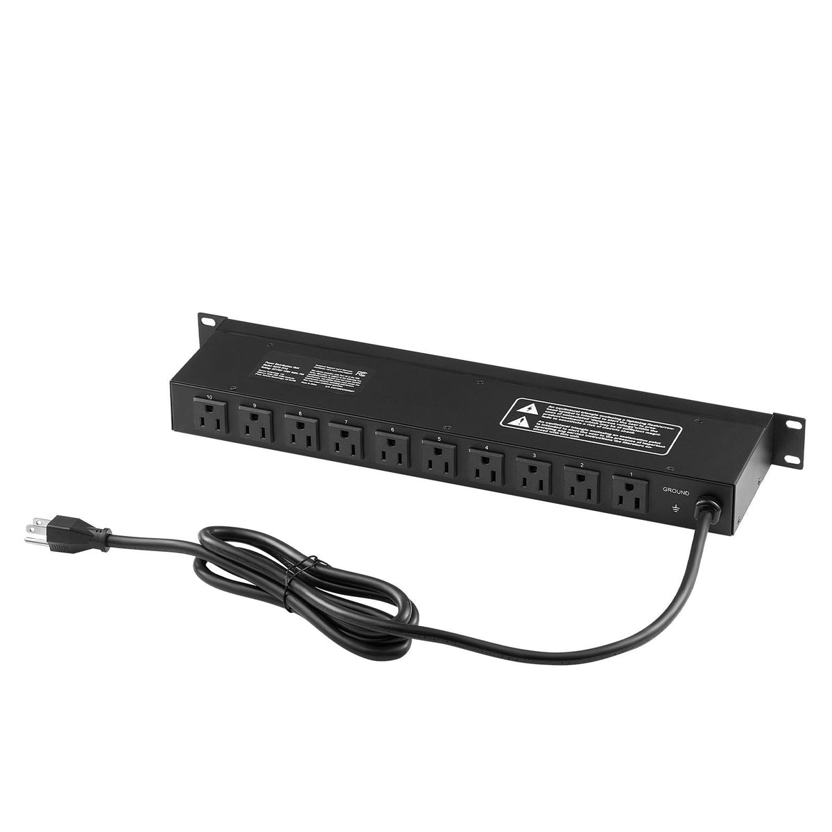 1U PDU, 10 Outlets, Rack Mount Power Strip Fits Standard 19" Server Racks, with Independent Switch Surge Protection & Overload Protection, 110-125V/15A, Ideal for Home and Office