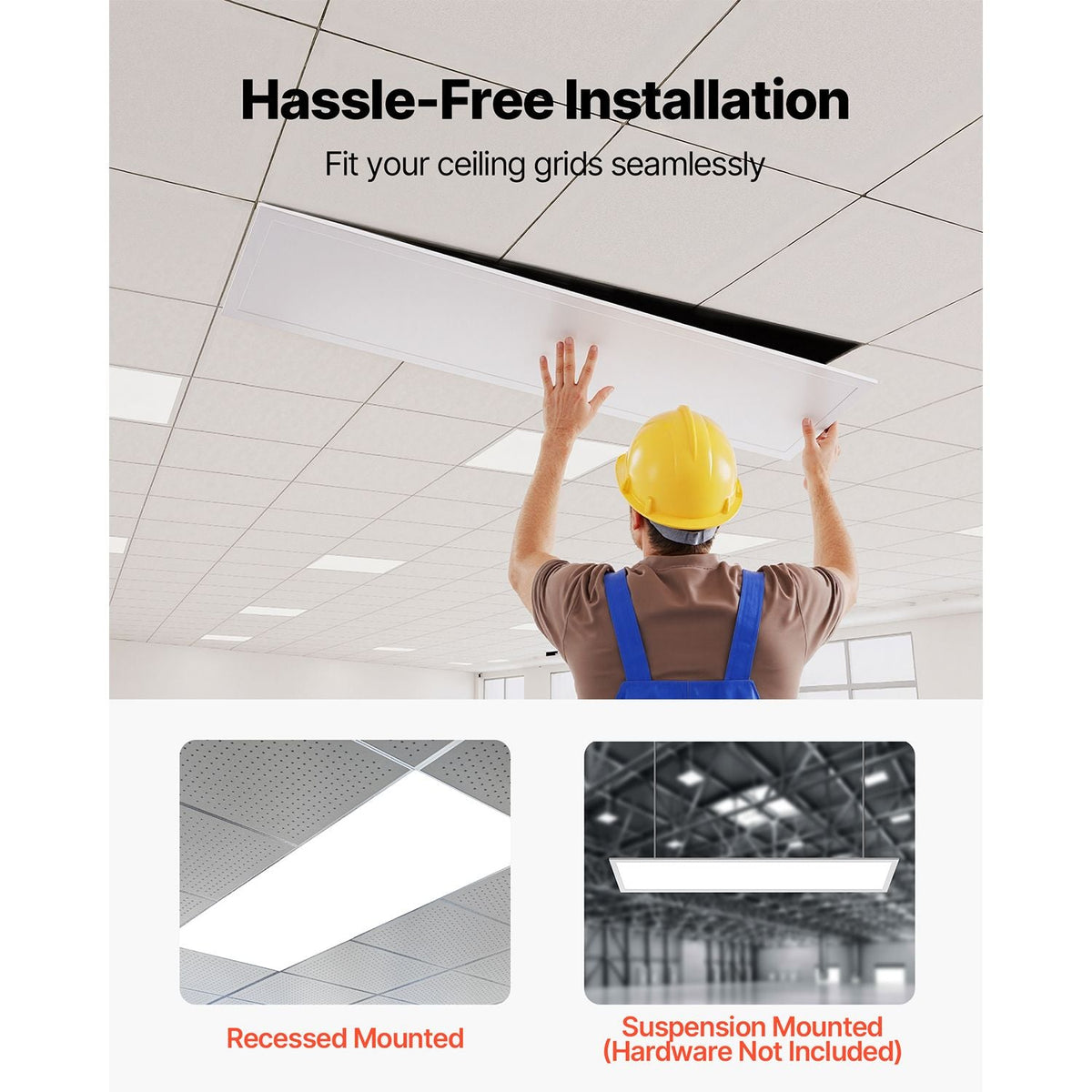 1x4 FT LED Flat Panel Light, 5700 LM, Flush Mount LED Drop Ceiling Lighting Fixture with 3 Color Selectable 3000K/4000K/5000K, 25W/30W/40W, 0-10V Dimmable, Ultra Slim for Home Kitchen, 2 Pack