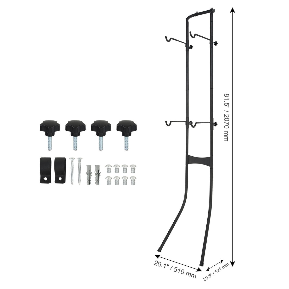 2 Bike Storage Rack, Free Standing Gravity Wall Vertical Bike Rack, Fully Adjustable Bike Rack Garage, Sturdy Steel & Easy Assemble, for Garage, Living Room, Shed, Holds Up to 90 lbs Black