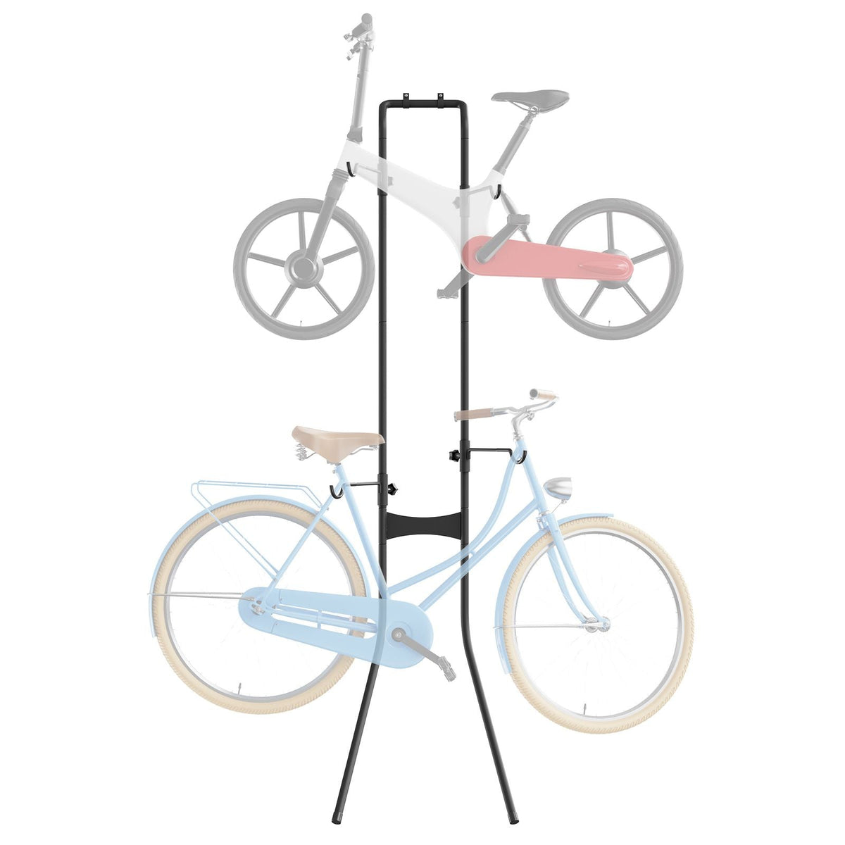 2 Bike Storage Rack, Free Standing Gravity Wall Vertical Bike Rack, Fully Adjustable Bike Rack Garage, Sturdy Steel & Easy Assemble, for Garage, Living Room, Shed, Holds Up to 90 lbs Black